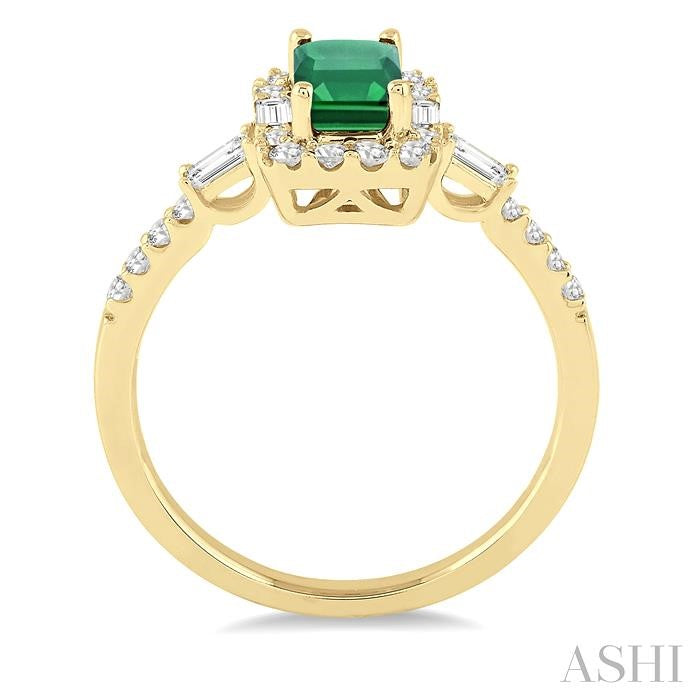 ASHI Emerald Shape Gemstone & Halo Diamond Ring 42613PPFGEMYG