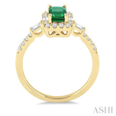 ASHI Emerald Shape Gemstone & Halo Diamond Ring 42613PPFGEMYG