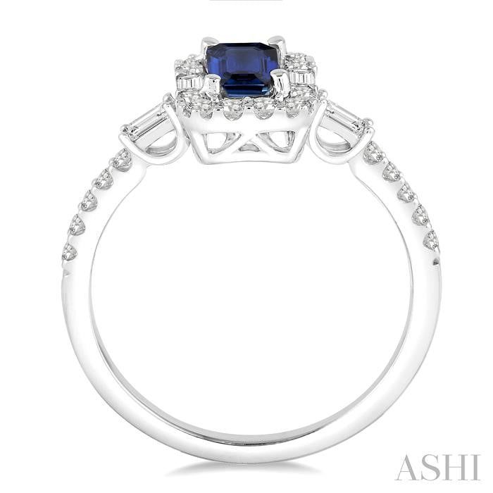 ASHI Emerald Shape Gemstone & Halo Diamond Ring 42613PPFGSPWG