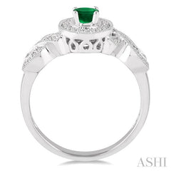 ASHI Oval Shape Gemstone & Halo Diamond Ring 42636PPTSEMWG