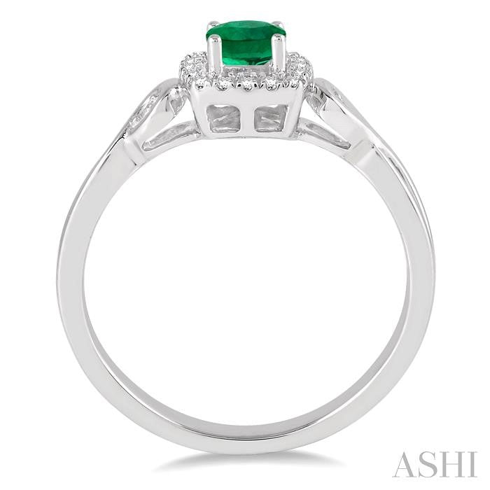 ASHI Cushion Shape Gemstone & Halo Diamond Ring 42648PPTSEMWG