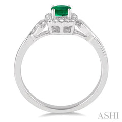 ASHI Cushion Shape Gemstone & Halo Diamond Ring 42648PPTSEMWG