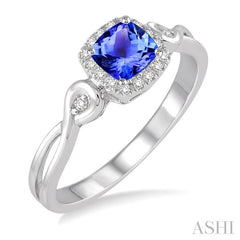 ASHI Cushion Shape Gemstone & Halo Diamond Ring 42648PPTSTZWG
