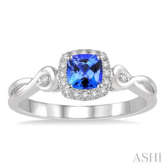 ASHI Cushion Shape Gemstone & Halo Diamond Ring 42648PPTSTZWG