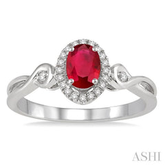 ASHI Oval Shape Gemstone & Halo Diamond Ring 42658PPTSRBWG