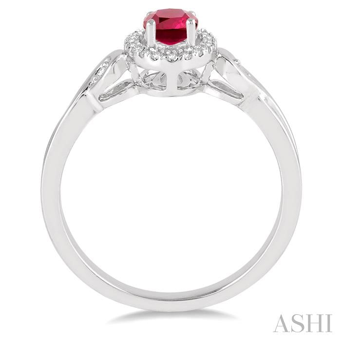 ASHI Oval Shape Gemstone & Halo Diamond Ring 42658PPTSRBWG