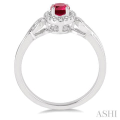 ASHI Oval Shape Gemstone & Halo Diamond Ring 42658PPTSRBWG