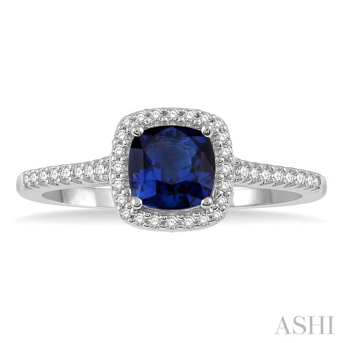 ASHI Cushion Shape Gemstone & Halo Diamond Ring 42667PPTSSPWG