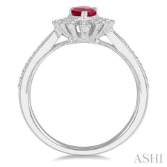 ASHI Pear Shape Gemstone & Diamond Ring 42747PPTSRBWG