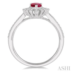 ASHI Pear Shape Gemstone & Diamond Ring 42747PPTSRBWG