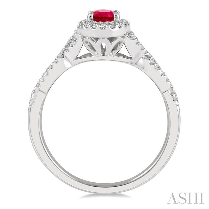ASHI Oval Shape Gemstone & Halo Diamond Ring 42787PPTSRBWG