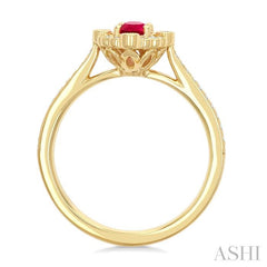 ASHI Oval Shape Art Deco Gemstone & Halo Diamond Ring 42856PPFGRBYG-OV