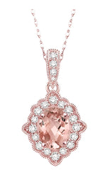 Parkplace Jewelers Oval Shape Gemstone & Halo Diamond Pendant 61228PPTSPDMOPG