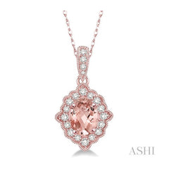 ASHI Oval Shape Gemstone & Halo Diamond Pendant 61228PPTSPDMOPG