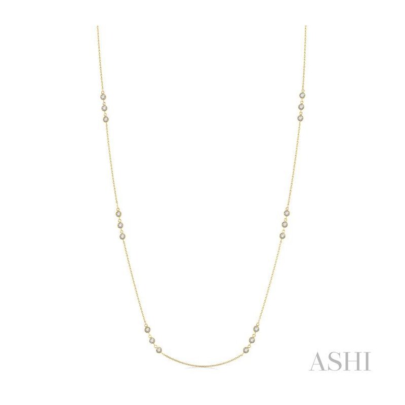 ASHI 3 Stone Diamond Station Necklace 994CVPPFGNKYG
