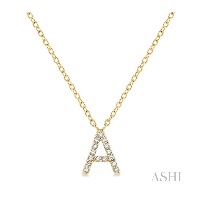 ASHI Block 'A' Initial Diamond Pendant 912F9PPTSPDYG-A