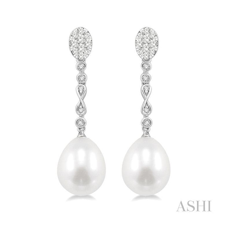 ASHI Pearl & Lovebright Diamond Fashion Long Earrings 56066PPFGERWPWG