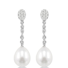 Parkplace Jewelers Pearl & Lovebright Diamond Fashion Long Earrings 56066PPFGERWPWG