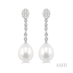 ASHI Pearl & Lovebright Diamond Fashion Long Earrings 56066PPFGERWPWG