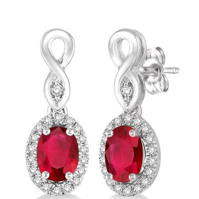 Parkplace Jewelers Oval Shape Gemstone & Halo Diamond Earrings 57098PPTSERRBWG