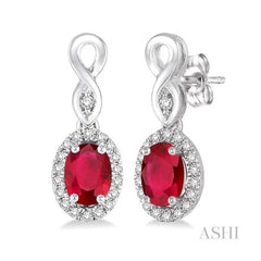 ASHI Oval Shape Gemstone & Halo Diamond Earrings 57098PPTSERRBWG