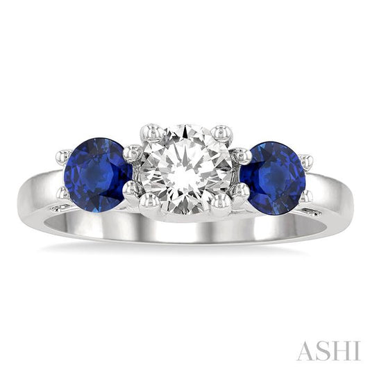 ASHI Round Shape Past Present & Future Gemstone & Diamond Ring 44542PPFGSPWG