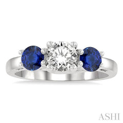 ASHI Round Shape Past Present & Future Gemstone & Diamond Ring 44542PPFGSPWG