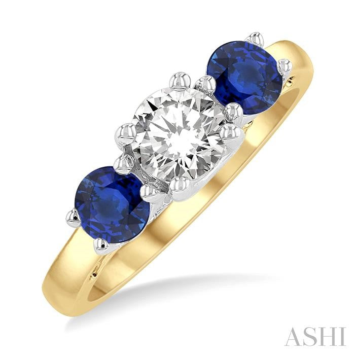 ASHI Round Shape Past Present & Future Gemstone & Diamond Ring 44542PPFGSPYW