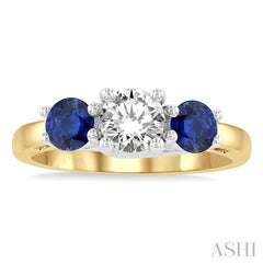 ASHI Round Shape Past Present & Future Gemstone & Diamond Ring 44542PPFGSPYW