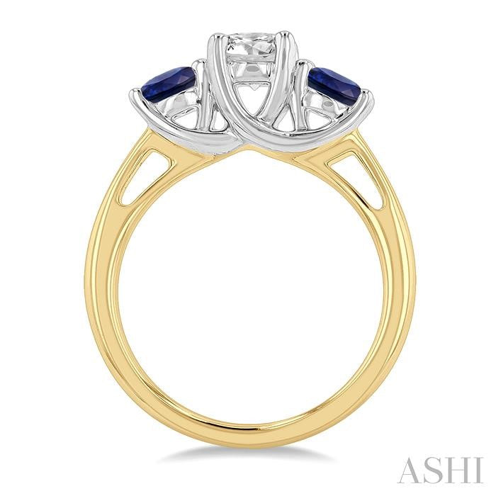 ASHI Round Shape Past Present & Future Gemstone & Diamond Ring 44542PPFGSPYW