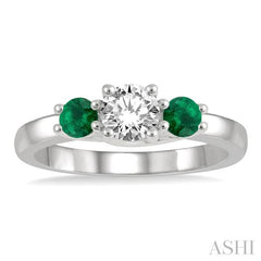 ASHI Round Shape Past Present & Future Gemstone & Diamond Ring 44544PPFGEMWG