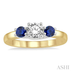ASHI Round Shape Past Present & Future Gemstone & Diamond Ring 44544PPFGSPYW