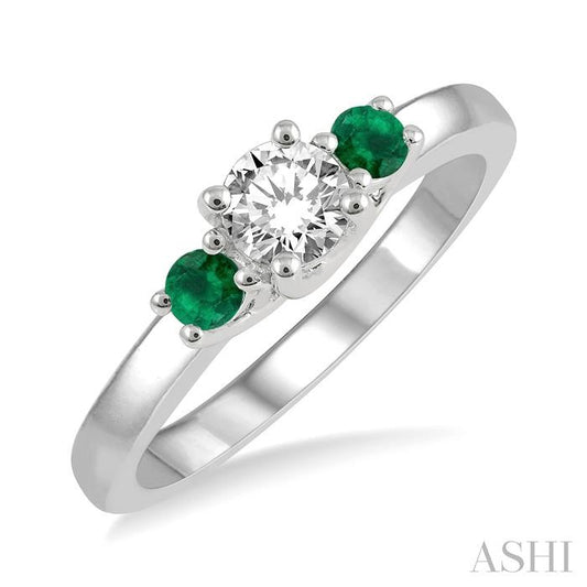 ASHI Round Shape Past Present & Future Gemstone & Diamond Ring 44545PPFGEMWG