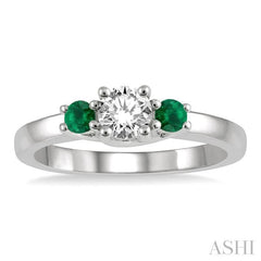 ASHI Round Shape Past Present & Future Gemstone & Diamond Ring 44545PPFGEMWG
