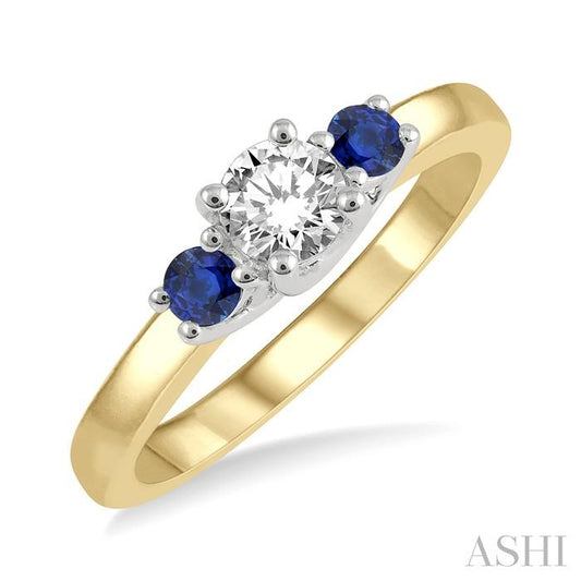 ASHI Round Shape Past Present & Future Gemstone & Diamond Ring 44545PPFGSPYW