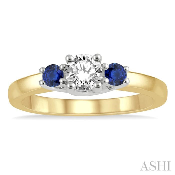 ASHI Round Shape Past Present & Future Gemstone & Diamond Ring 44545PPFGSPYW