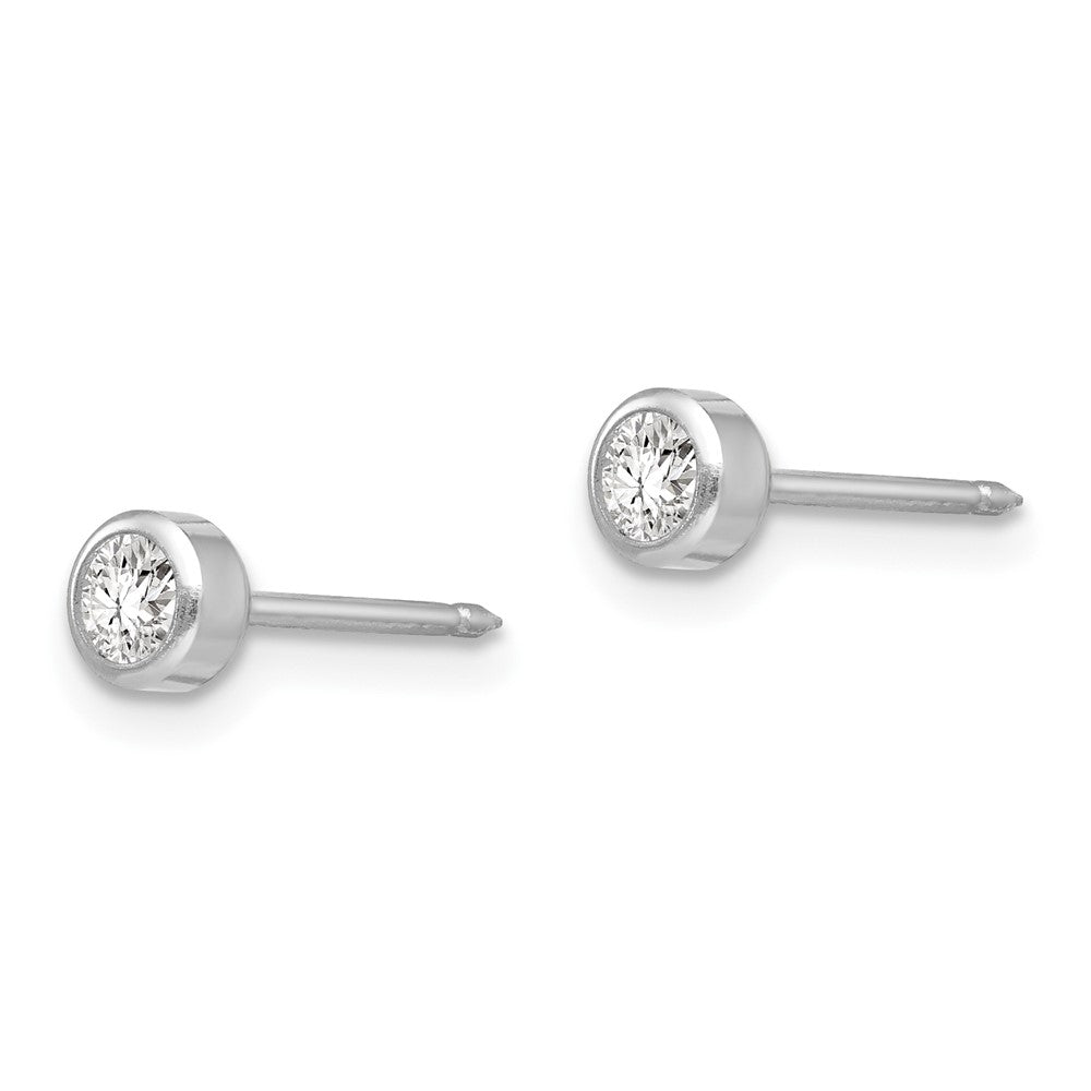 454E Inverness 14k White Gold 4mm April Crystal Bezel Earrings