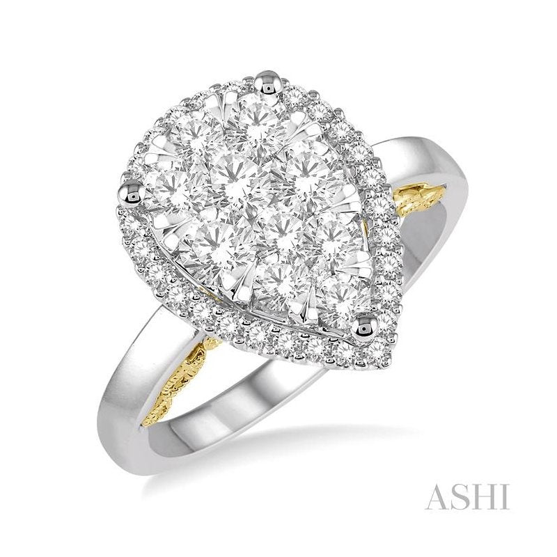 ASHI Pear Shape Halo Lovebright Essential Diamond Ring 135E1PPFVWY
