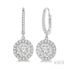 ASHI Round Shape Halo Lovebright Essential Diamond Earrings 96292PPFVERWG