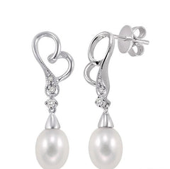 Parkplace Jewelers Heart Shape Pearl & Diamond Fashion Earrings 56679PPFXERWG