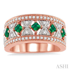 ASHI Princess Shape Gemstone & Diamond Fashion Band 46343PPFHEMPW