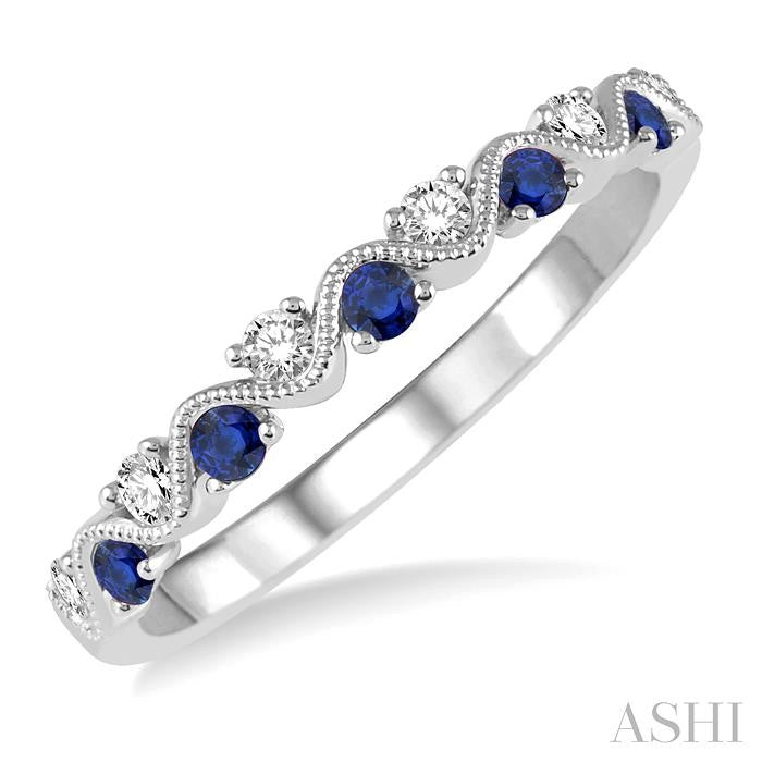 ASHI Alternate Gemstone & Diamond Band 46398PPFGSPWG