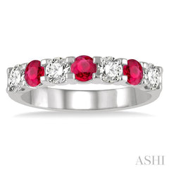 ASHI 7 Alternate Gemstone & Diamond Wedding Band 46483PPFGRBWG