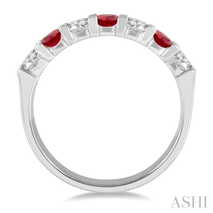 ASHI 7 Alternate Gemstone & Diamond Wedding Band 46483PPFGRBWG