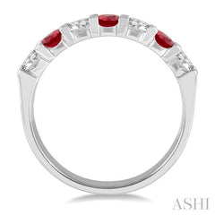 ASHI 7 Alternate Gemstone & Diamond Wedding Band 46483PPFGRBWG
