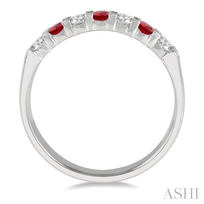 ASHI 7 Alternate Gemstone & Diamond Wedding Band 46484PPFGRBWG