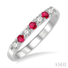 ASHI 7 Alternate Gemstone & Diamond Wedding Band 46487PPFGRBWG