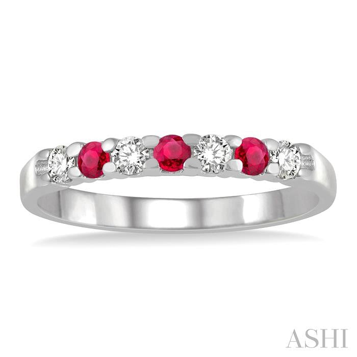 ASHI 7 Alternate Gemstone & Diamond Wedding Band 46487PPFGRBWG