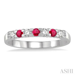 ASHI 7 Alternate Gemstone & Diamond Wedding Band 46487PPFGRBWG