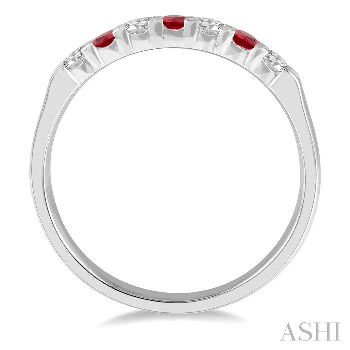 ASHI 7 Alternate Gemstone & Diamond Wedding Band 46487PPFGRBWG